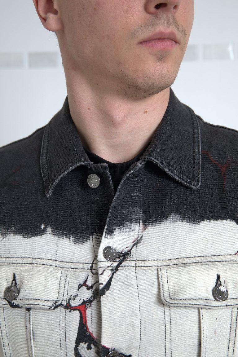 Men’s Dolce &amp; Gabbana Multicolor Cotton Collared Denim Jacket