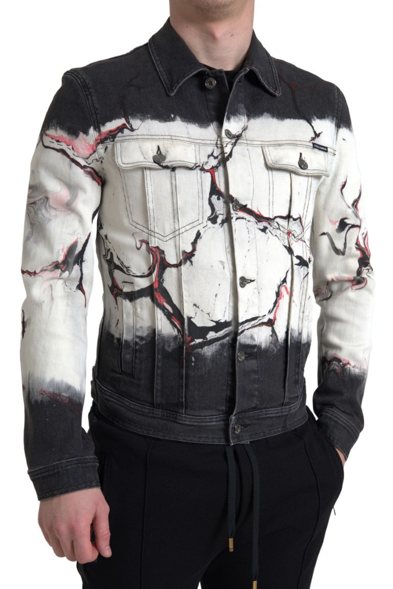 Men’s Dolce &amp; Gabbana Multicolor Cotton Collared Denim Jacket
