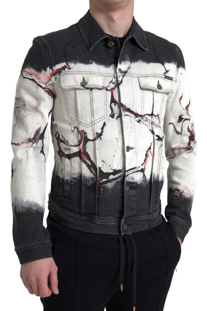 Men’s Dolce &amp; Gabbana Multicolor Cotton Collared Denim Jacket