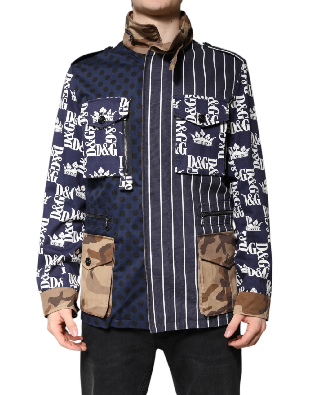 Men’s Dolce & Gabbana Multicolor Cotton Logo Patchwork Coat Jacket