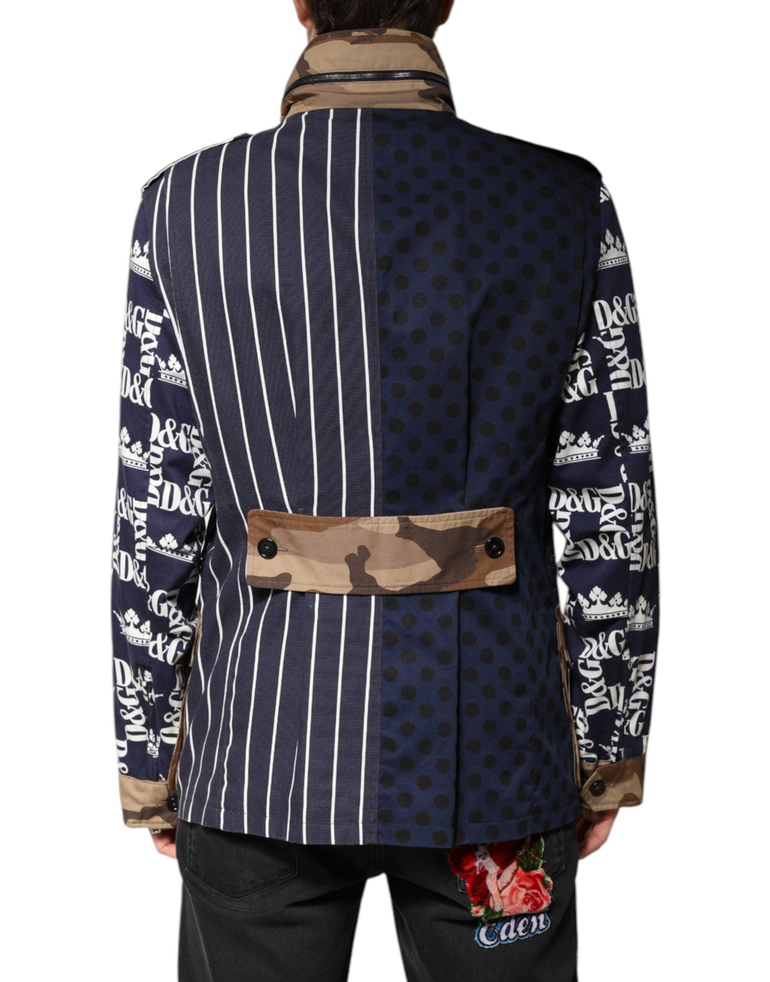 Men’s Dolce &amp; Gabbana Multicolor Cotton Logo Patchwork Coat Jacket