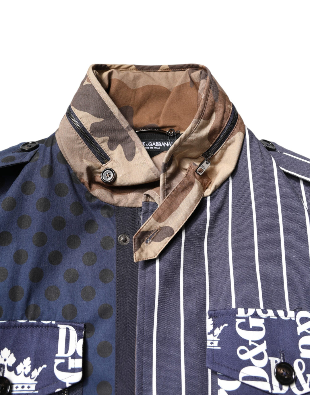 Men’s Dolce &amp; Gabbana Multicolor Cotton Logo Patchwork Coat Jacket