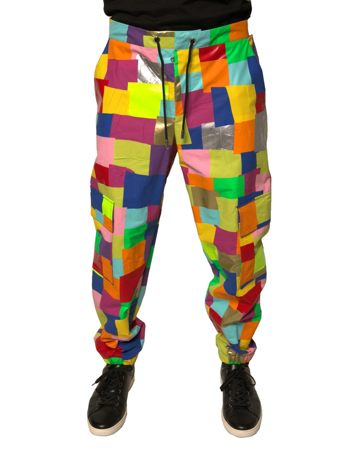 Men’s Dolce &amp; Gabbana Multicolor Cotton Patchwork Men Cargo Pants
