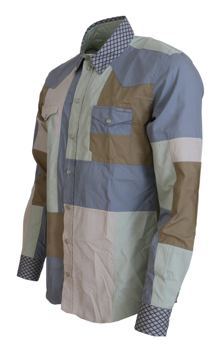 Men’s Dolce &amp; Gabbana Multicolor Cotton Patchwork Slim Shirt