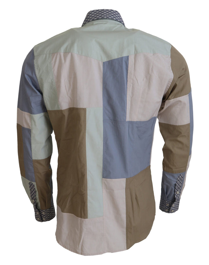 Dolce &amp; Gabbana Multicolor Cotton Patchwork Slim Shirt