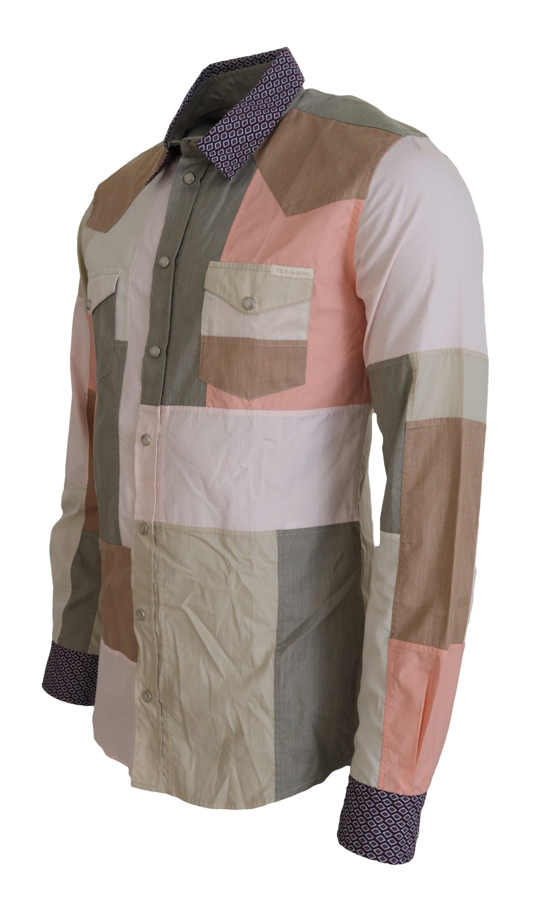 Men’s Dolce &amp; Gabbana Multicolor Cotton Patchwork Slim Shirt