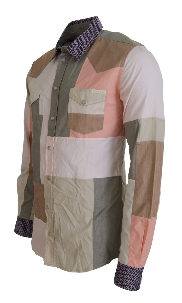 Men’s Dolce &amp; Gabbana Multicolor Cotton Patchwork Slim Shirt