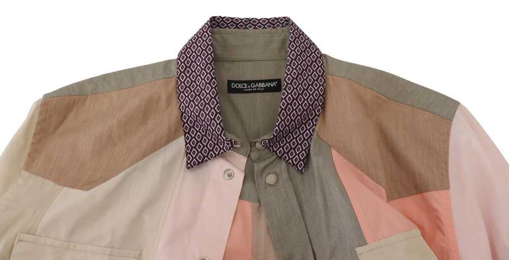 Men’s Dolce & Gabbana Multicolor Cotton Patchwork Slim Shirt
