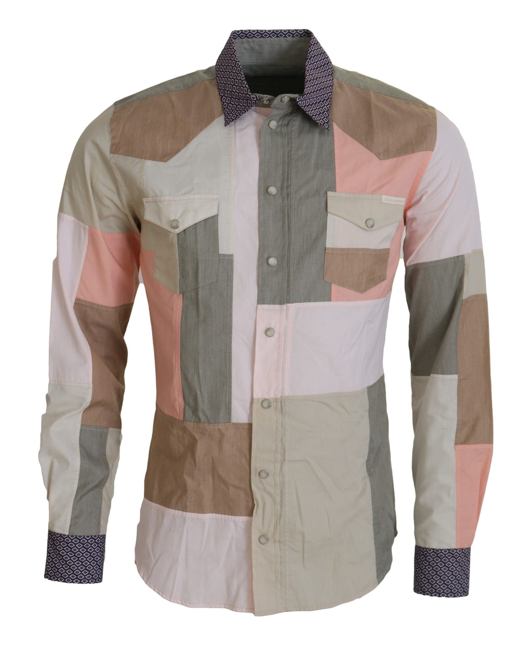 Men’s Dolce &amp; Gabbana Multicolor Cotton Patchwork Slim Shirt
