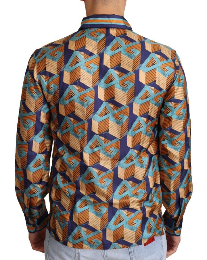 Dolce &amp; Gabbana Multicolor Dg Logo Silk Mens Top Shirt
