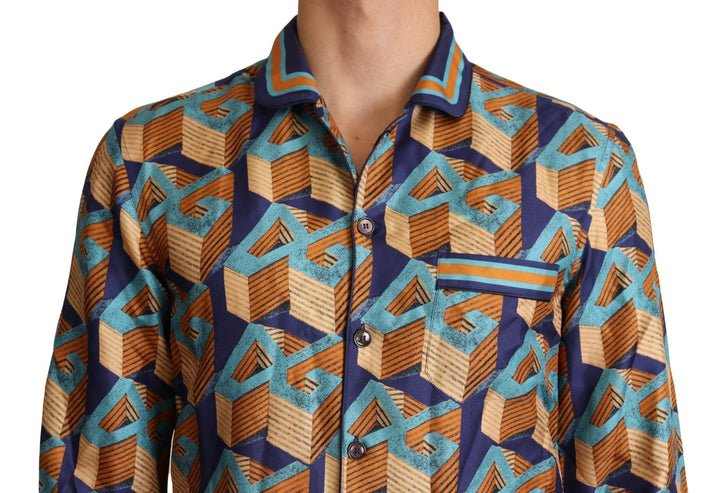 Dolce &amp; Gabbana Multicolor Dg Logo Silk Mens Top Shirt