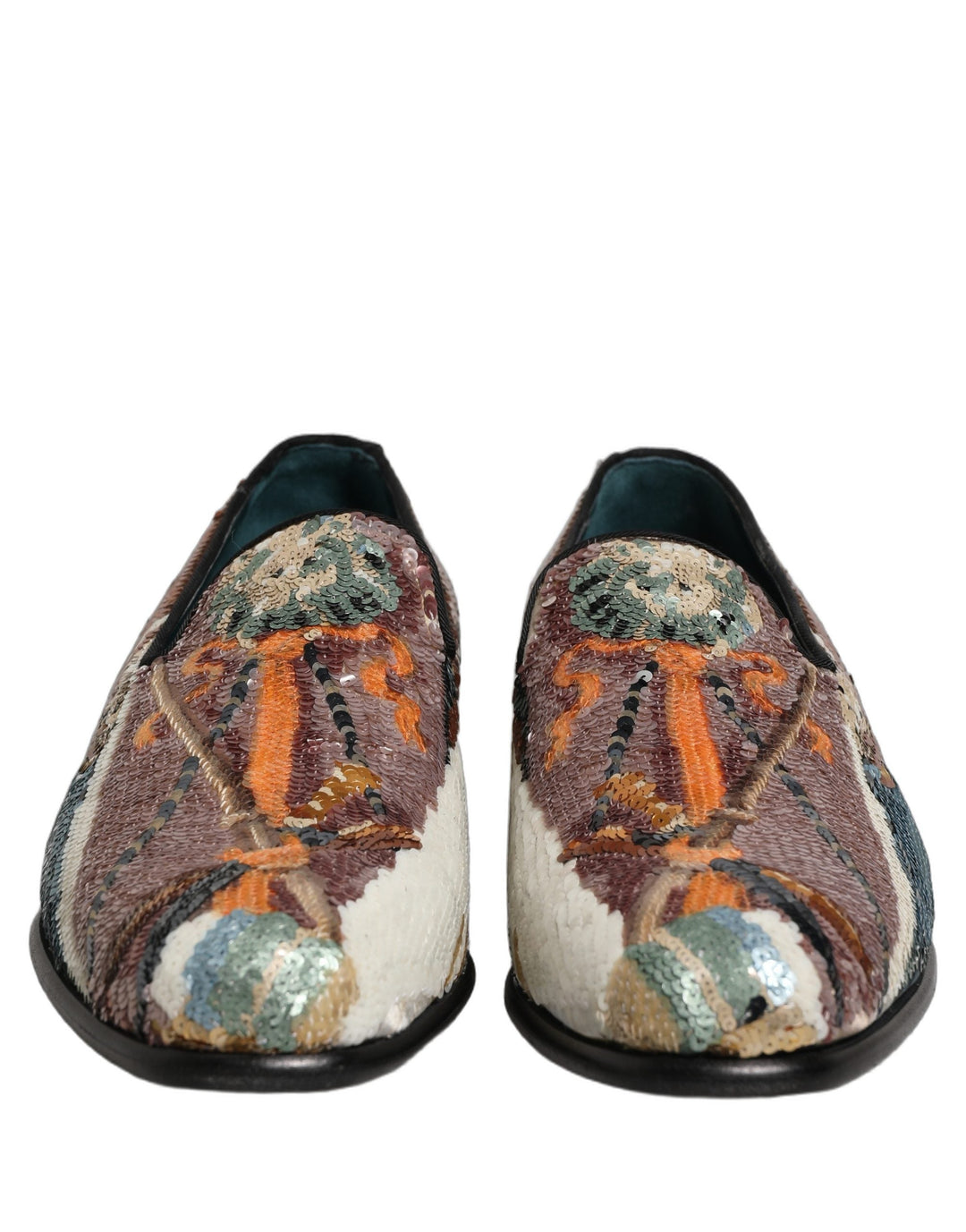 Men’s Dolce &amp; Gabbana Multicolor Embroidered Sequin Loafers Shoes