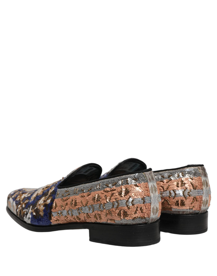 Men’s Dolce &amp; Gabbana Multicolor Embroidered Sequin Loafers Shoes
