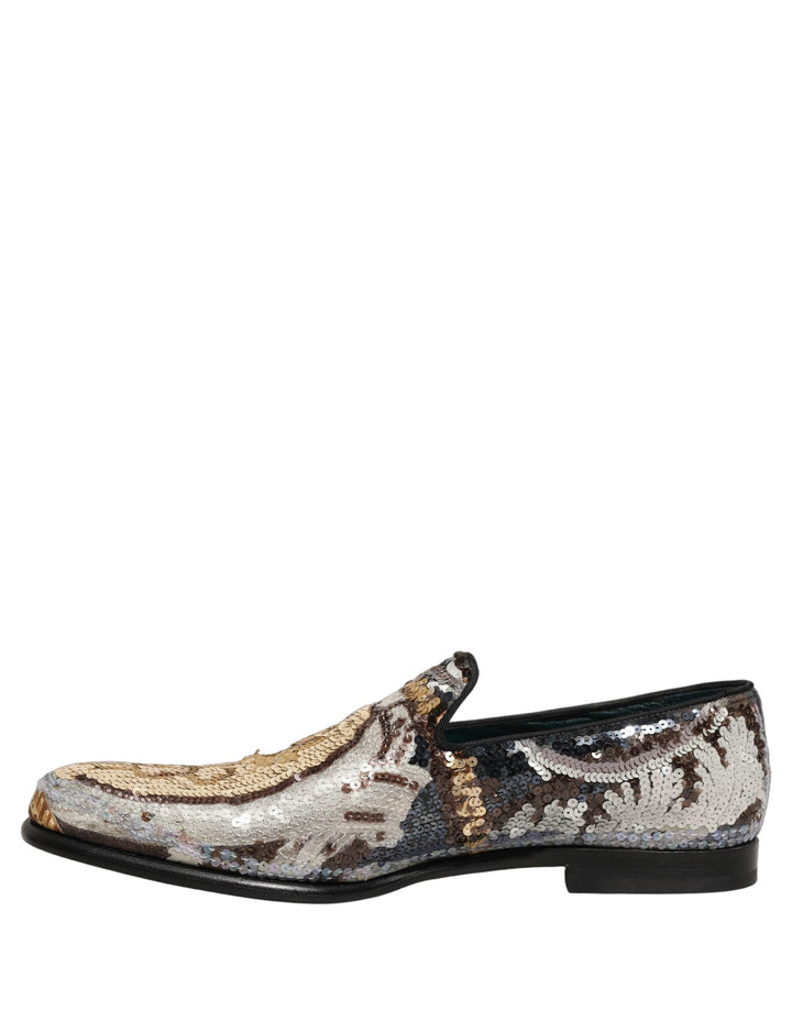 Men’s Dolce &amp; Gabbana Multicolor Embroidered Sequin Loafers Shoes