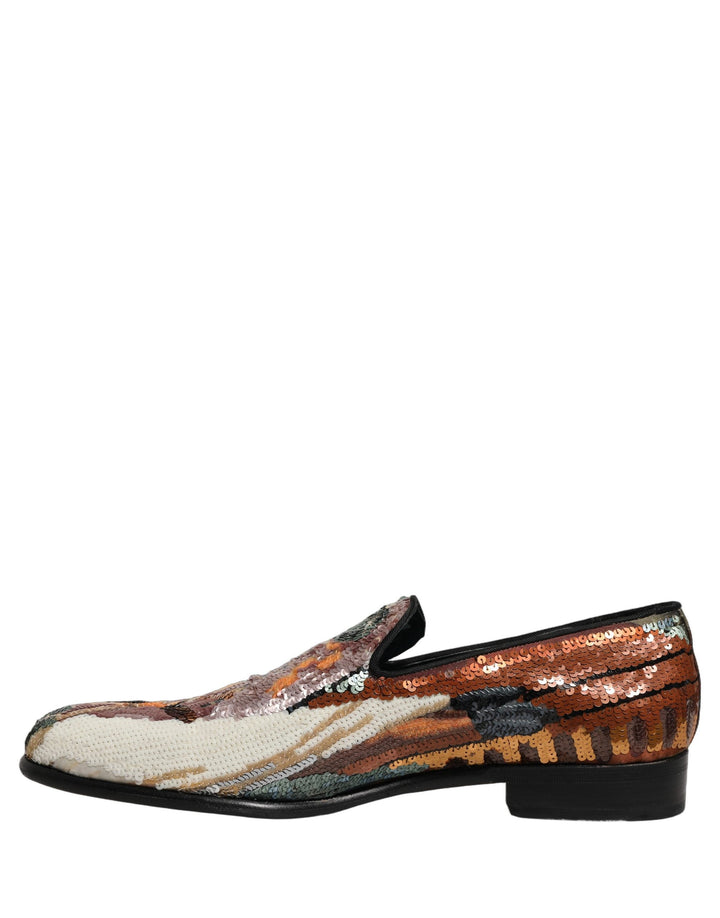 Men’s Dolce &amp; Gabbana Multicolor Embroidered Sequin Loafers Shoes