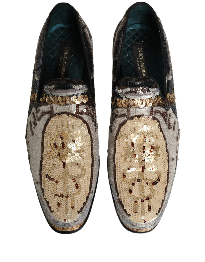 Men’s Dolce &amp; Gabbana Multicolor Embroidered Sequin Loafers Shoes