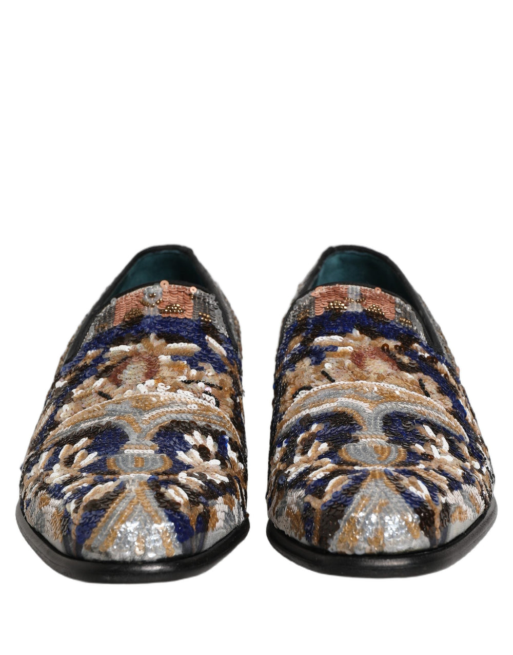 Men’s Dolce & Gabbana Multicolor Embroidered Sequin Loafers Shoes