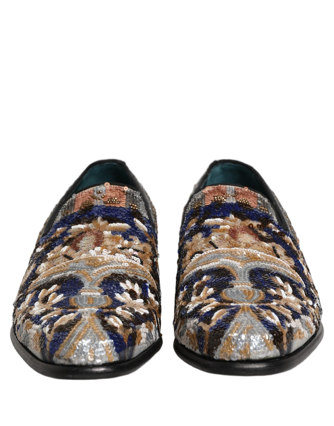 Men’s Dolce &amp; Gabbana Multicolor Embroidered Sequin Loafers Shoes