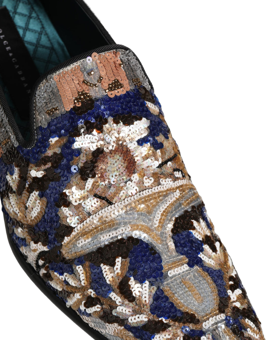 Men’s Dolce &amp; Gabbana Multicolor Embroidered Sequin Loafers Shoes