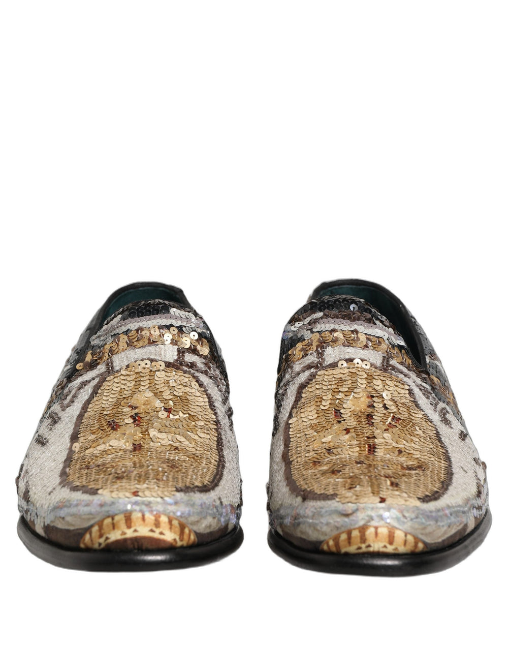 Men’s Dolce & Gabbana Multicolor Embroidered Sequin Loafers Shoes