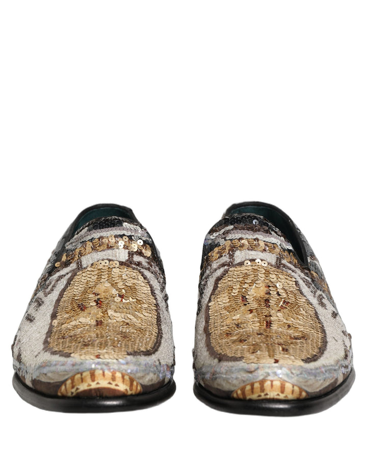 Men’s Dolce &amp; Gabbana Multicolor Embroidered Sequin Loafers Shoes
