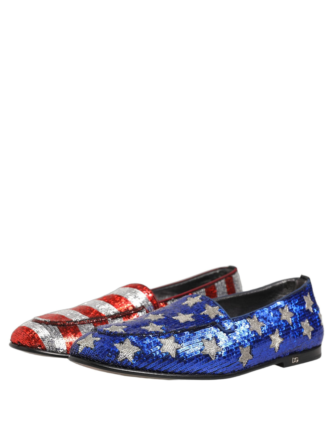 Men’s Dolce &amp; Gabbana Multicolor Flag Sequin Dress Loafers Shoes