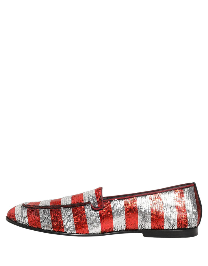 Men’s Dolce &amp; Gabbana Multicolor Flag Sequin Dress Loafers Shoes