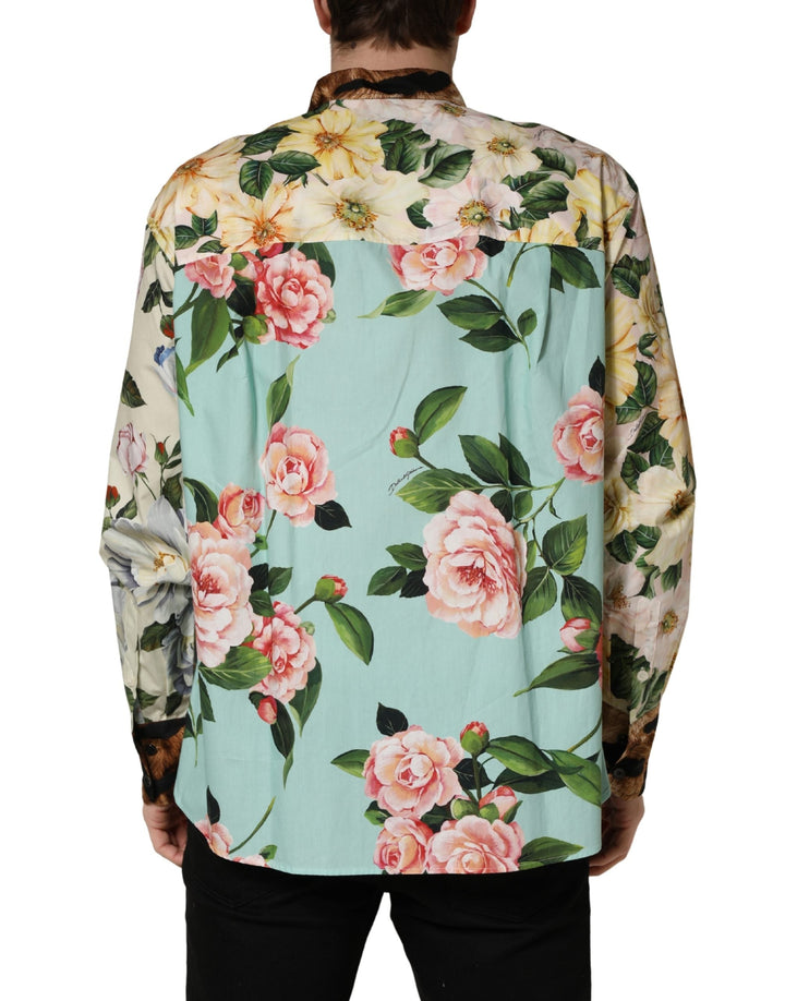 Dolce &amp; Gabbana Multicolor Floral Animal Print Collared Shirt