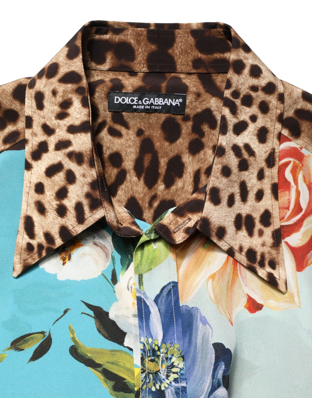 Dolce &amp; Gabbana Multicolor Floral Animal Print Collared Shirt