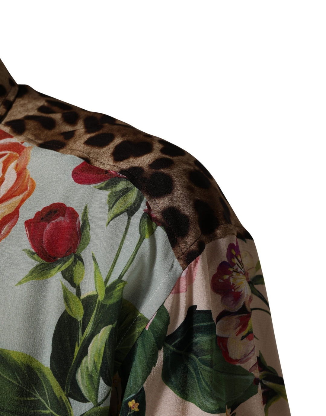 Men’s Dolce &amp; Gabbana Multicolor Floral Animal Print Collared Shirt