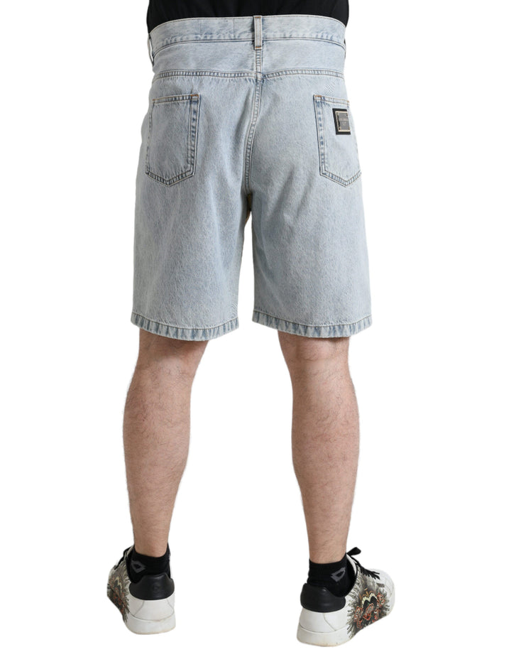 Men’s Dolce &amp; Gabbana Multicolor Floral Print Denim Bermuda Shorts
