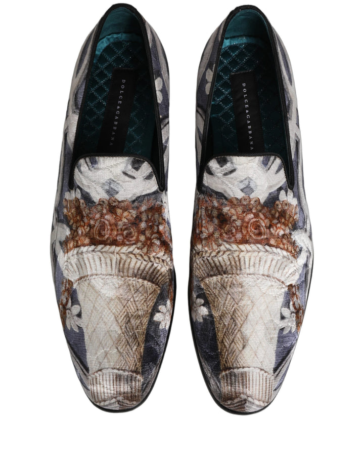 Men’s Dolce &amp; Gabbana Multicolor Floral Tapestry Embroidery Loafer Shoes