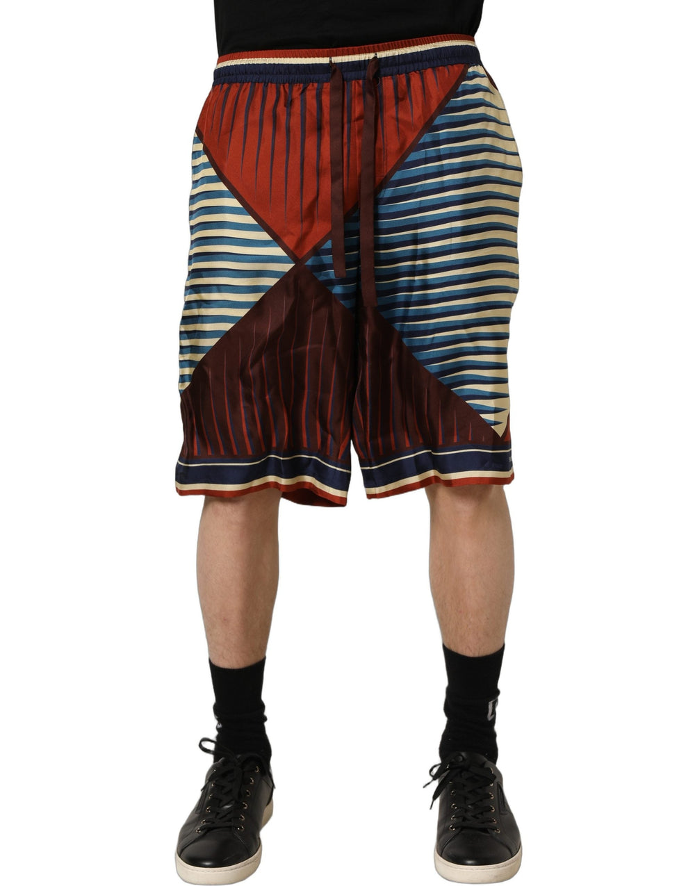 Men’s Dolce & Gabbana Multicolor Geometric Silk Men Bermuda Shorts