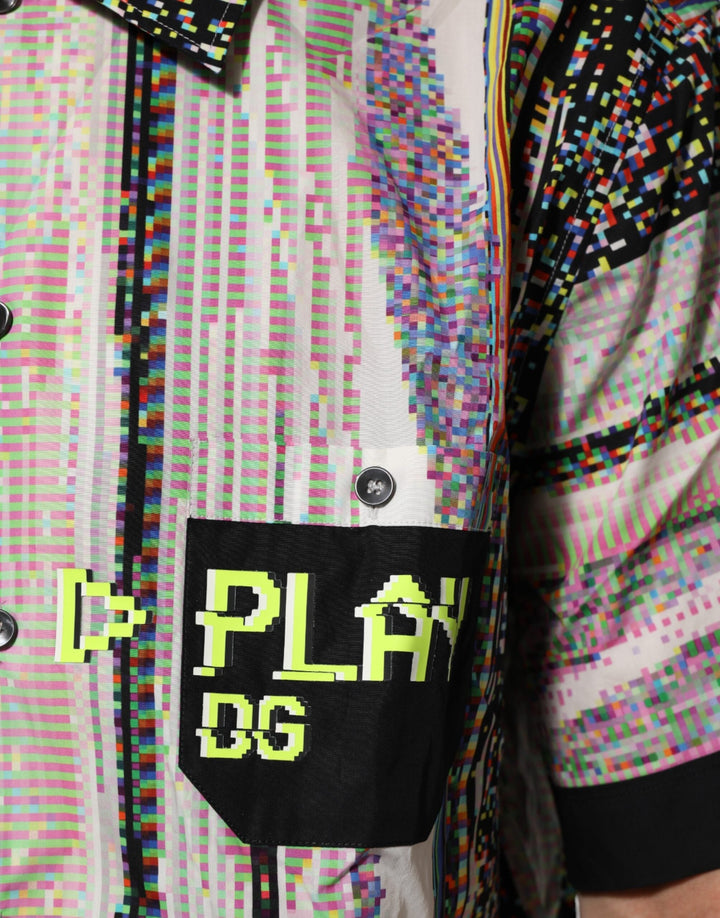 Dolce &amp; Gabbana Multicolor Graphic Collared Casual Shirt