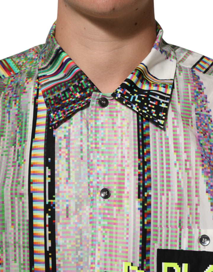 Dolce &amp; Gabbana Multicolor Graphic Collared Casual Shirt
