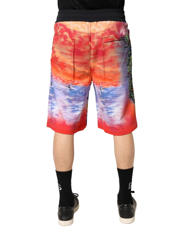 Men’s Dolce &amp; Gabbana Multicolor Graphic Print Cotton Bermuda Shorts