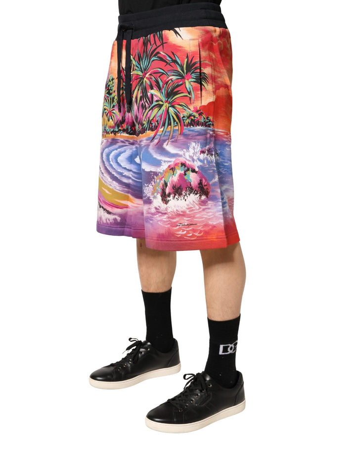 Men’s Dolce &amp; Gabbana Multicolor Graphic Print Cotton Bermuda Shorts
