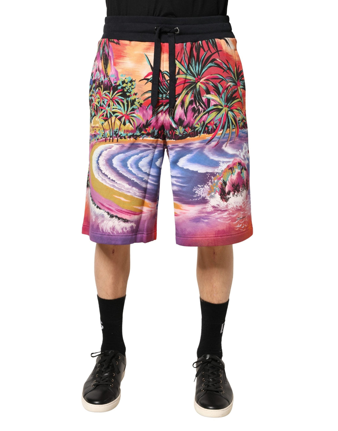 Men’s Dolce &amp; Gabbana Multicolor Graphic Print Cotton Bermuda Shorts