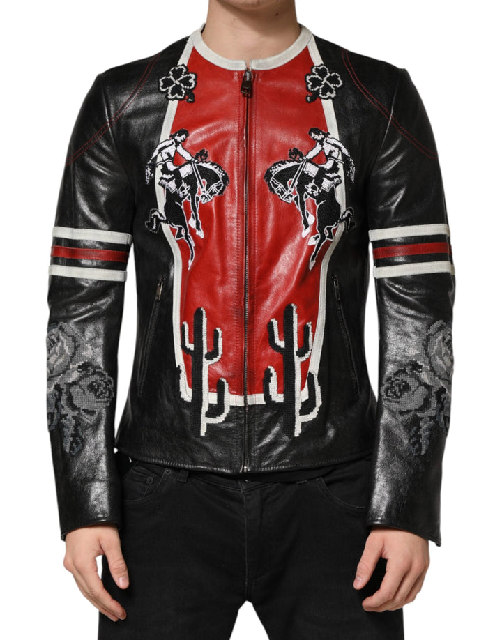 Men’s Dolce &amp; Gabbana Multicolor Guns N’ Roses Full Zip Men Biker Jacket