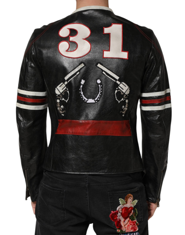 Men’s Dolce &amp; Gabbana Multicolor Guns N’ Roses Full Zip Men Biker Jacket