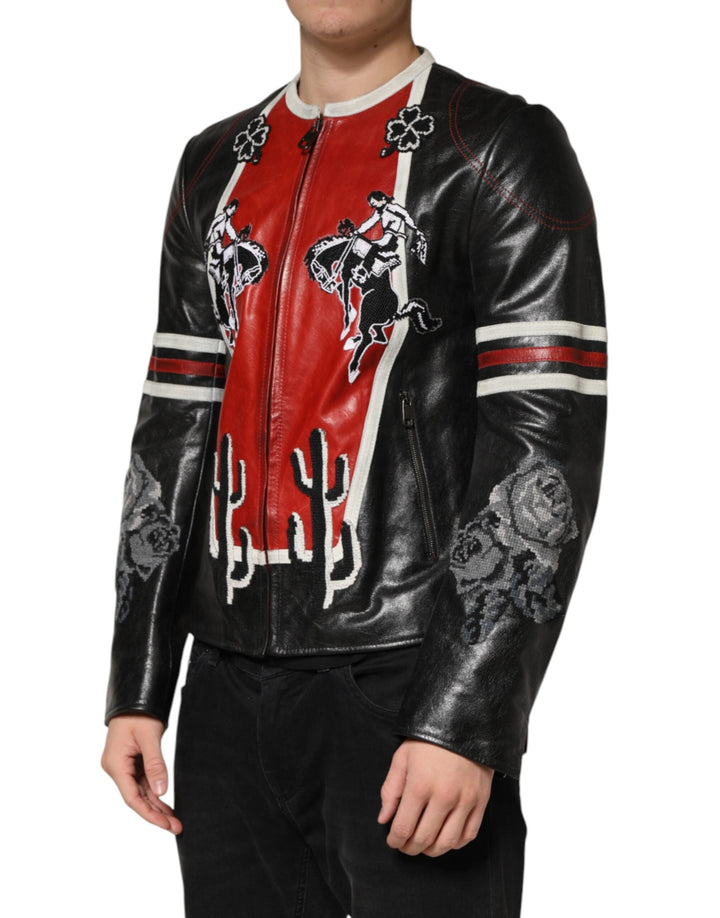 Men’s Dolce &amp; Gabbana Multicolor Guns N’ Roses Full Zip Men Biker Jacket
