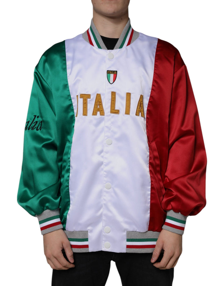 Men’s Dolce &amp; Gabbana Multicolor Italia Button Down Bomber Jacket