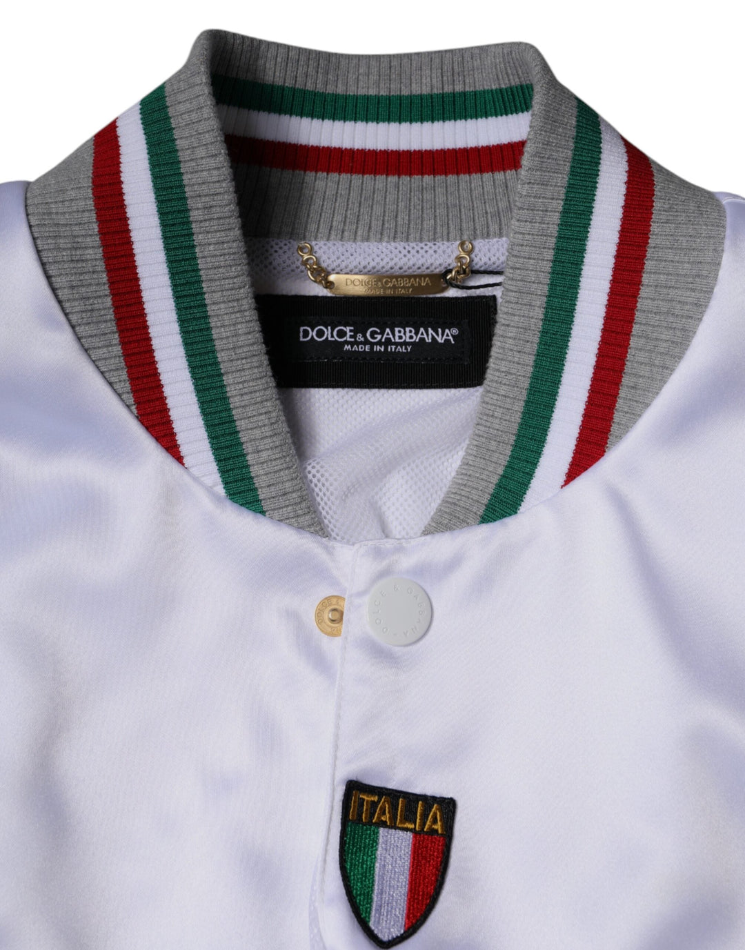 Men’s Dolce &amp; Gabbana Multicolor Italia Button Down Bomber Jacket