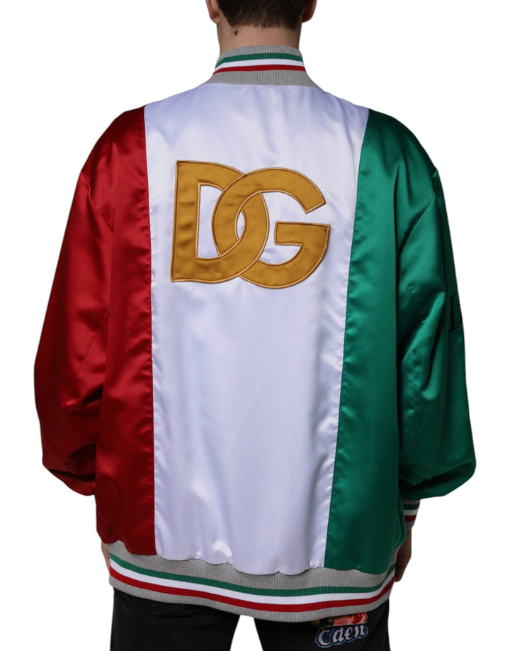 Men’s Dolce &amp; Gabbana Multicolor Italia Button Down Bomber Jacket