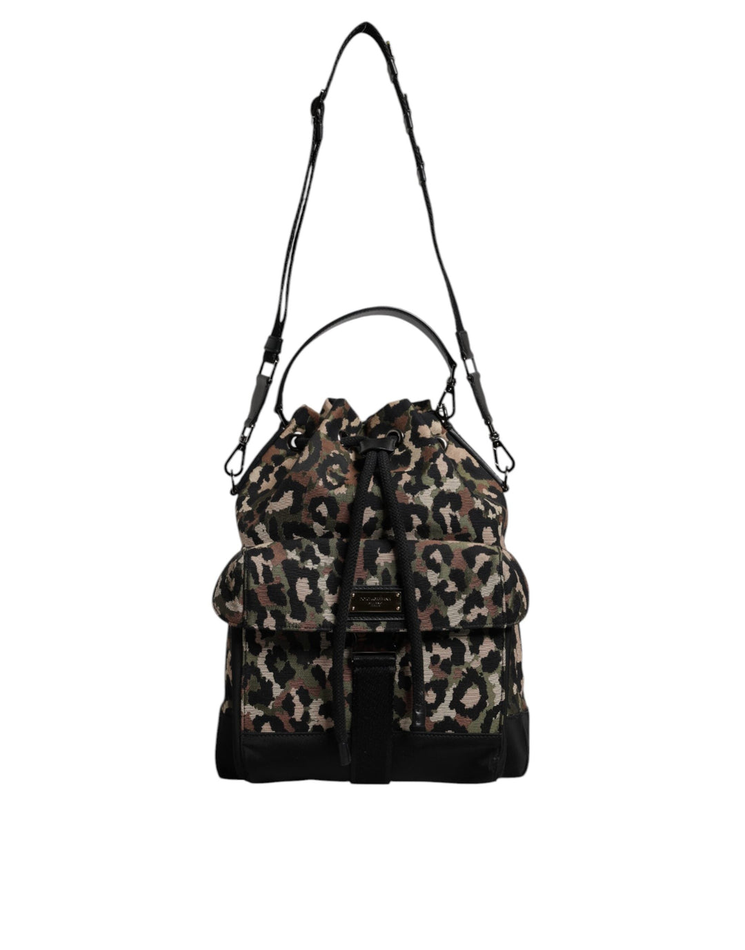 Men’s Dolce &amp; Gabbana Multicolor Leopard Cotton Shoulder Bucket Bag