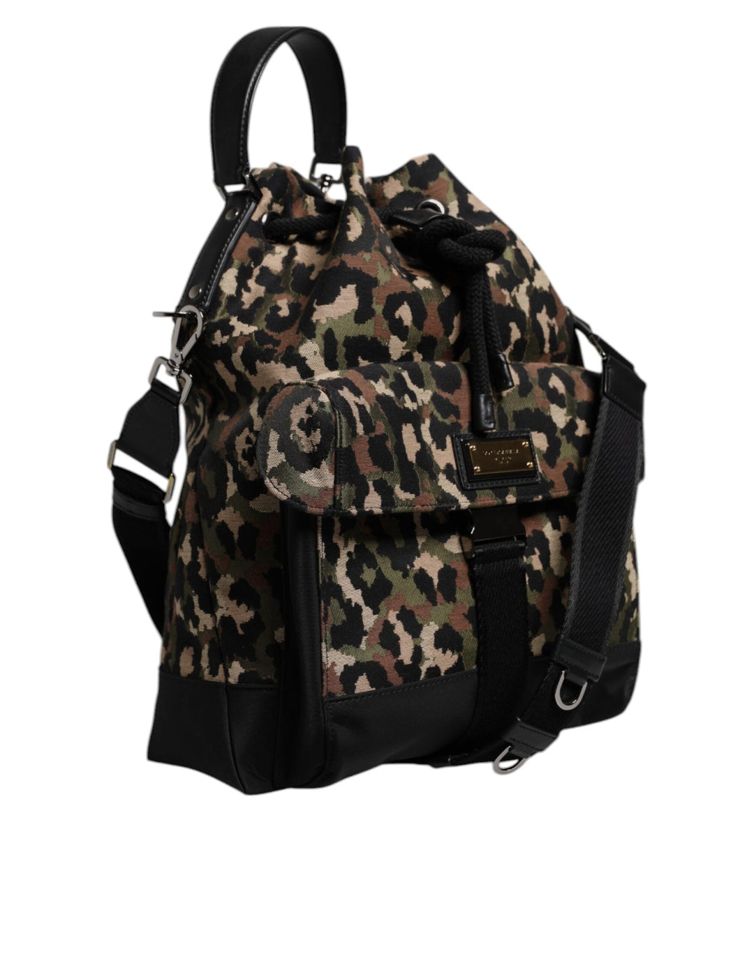 Men’s Dolce &amp; Gabbana Multicolor Leopard Cotton Shoulder Bucket Bag