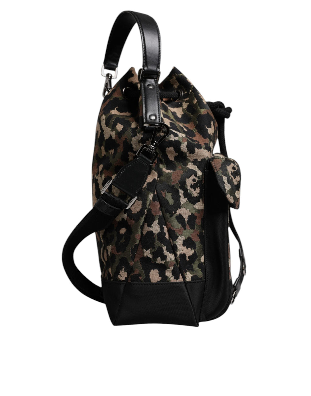 Men’s Dolce &amp; Gabbana Multicolor Leopard Cotton Shoulder Bucket Bag