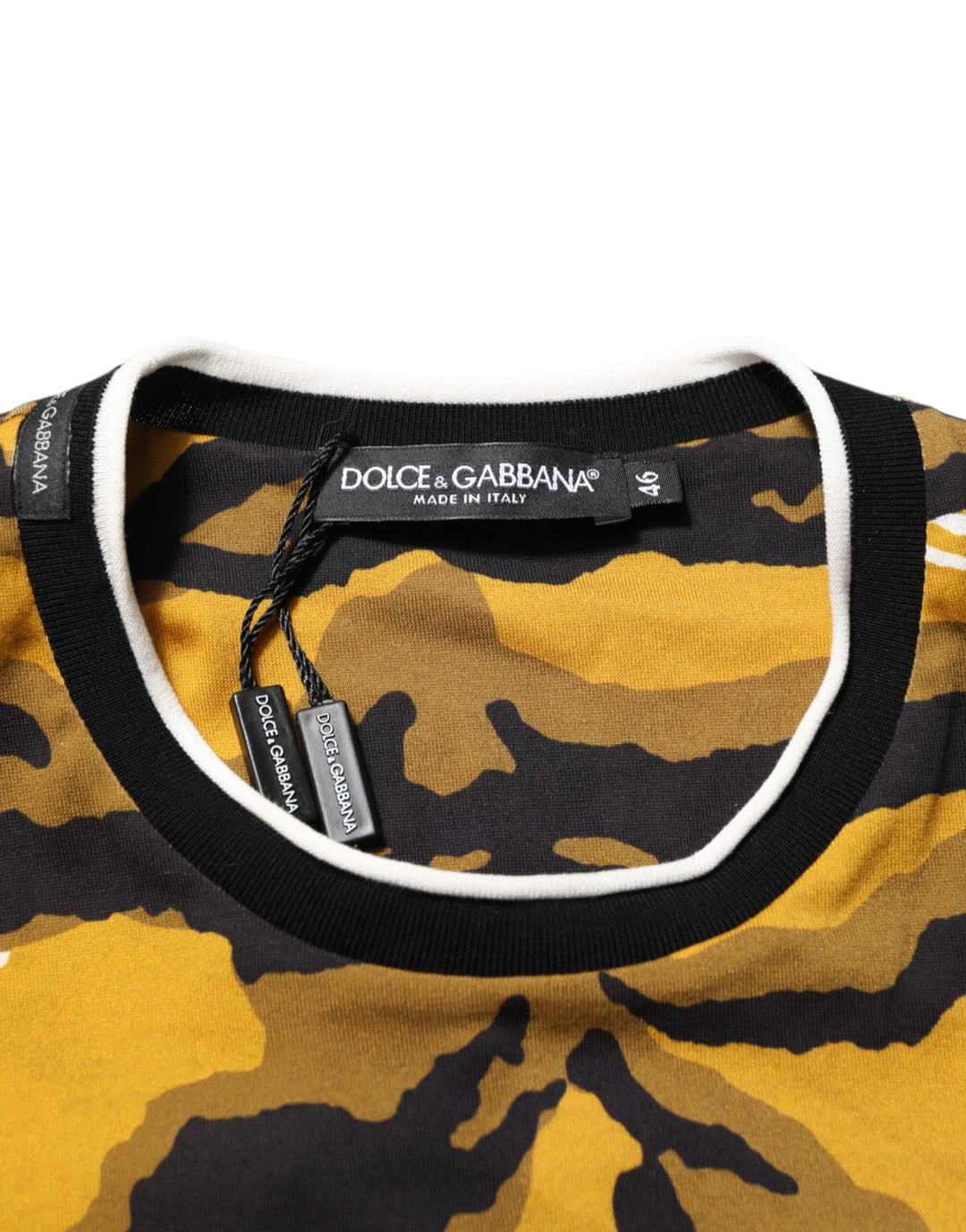 Dolce &amp; Gabbana Multicolor Leopard Palm Leaf Men Crew Neck T-shirt