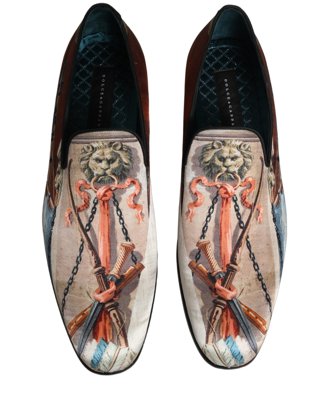 Men’s Dolce &amp; Gabbana Multicolor Lion Print Slip on Loafers Shoes