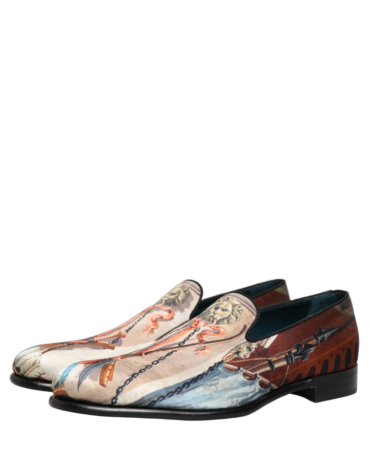 Men’s Dolce &amp; Gabbana Multicolor Lion Print Slip on Loafers Shoes
